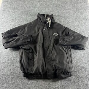 Callaway Golf Jacket Mens L Black Nylon Full Zip Plaid Lined Golf Windbreaker